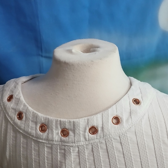 Free People Women's White Lace-Up Top Sz Med - Picture 6 of 7